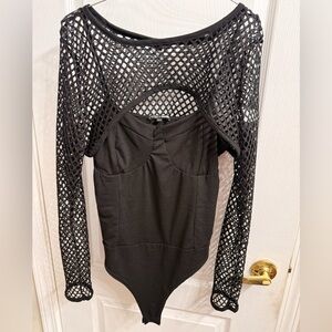 Fashion Nova Black Mesh Detail Top